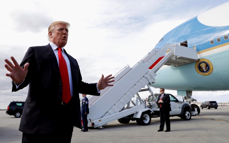 Image: President Donald Trump speaks upon his departure from West Palm Beach, Florida, on March 24, 2019.