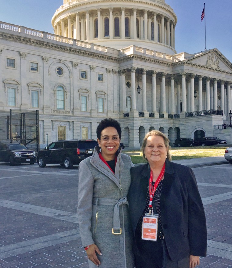 Sharon Epperson, left, with Janet McHenry, a nurse practitioner in neurosurgery at Montefiore Hospital in the Bronx, who was on the medical team that Epperson credit's with saving her life in 2016.  On March 27th, 2019 the two went to Capital Hill to encourage law makers to increase federal funding for brain aneurysm research. 
