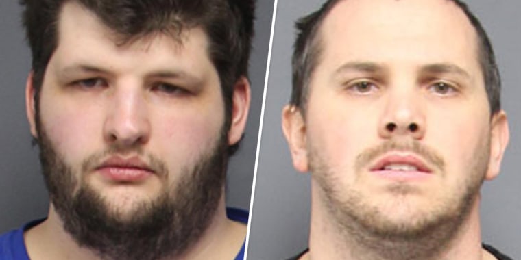 Image: Gregory Wagner, left, and Weissport Police Chief Brent Getz were charged with sexually assaulting a child over seven years in Pennsylvania.
