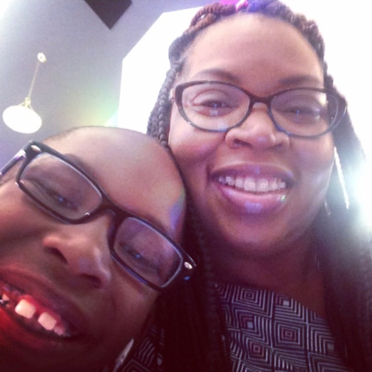 Yolanda Holmes with her son