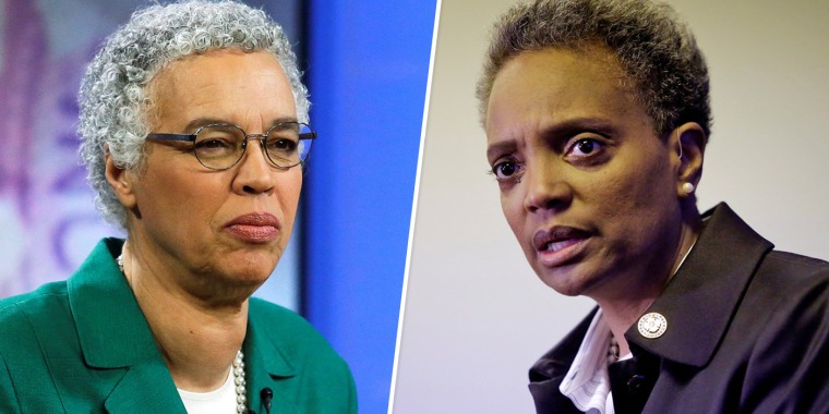 Chicago mayoral candidates Toni Preckwinkle, left, and Lori Lightfoot.