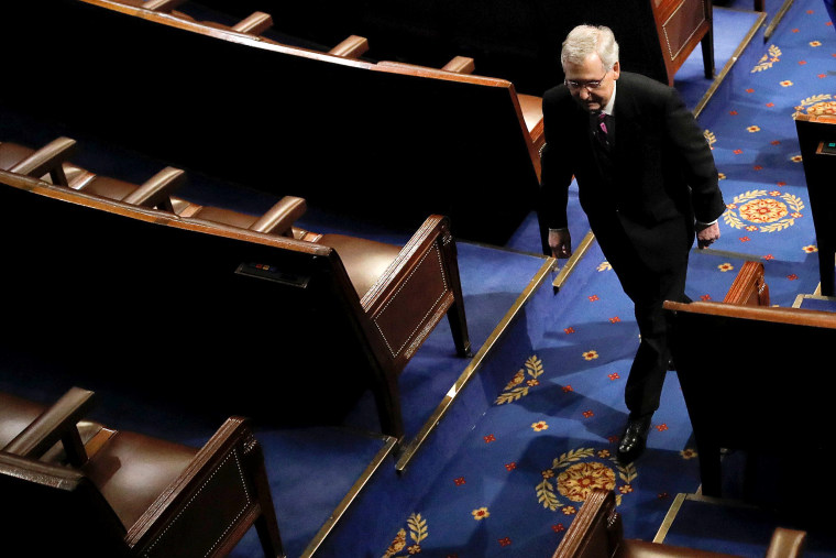 Image: U.S. Senate Majority Leader McConnell departs House Chamber on Capitol Hill in Washington