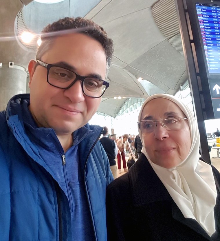 Najib Adi and Mona Nasri, parting ways at Queen Alia International Airport in Amman, Jordan.