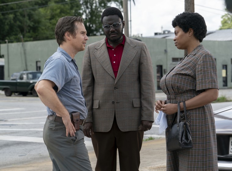 Sam Rockwell, Babou Ceesay and Taraji P. Henson star in The Best of Enemies.