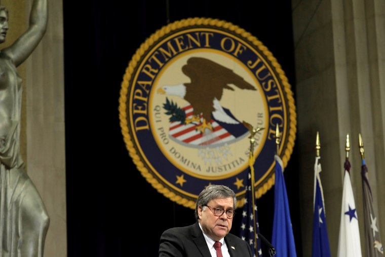 Image: Attorney General William Barr delivers remarks at a Justice Department African American History Month event