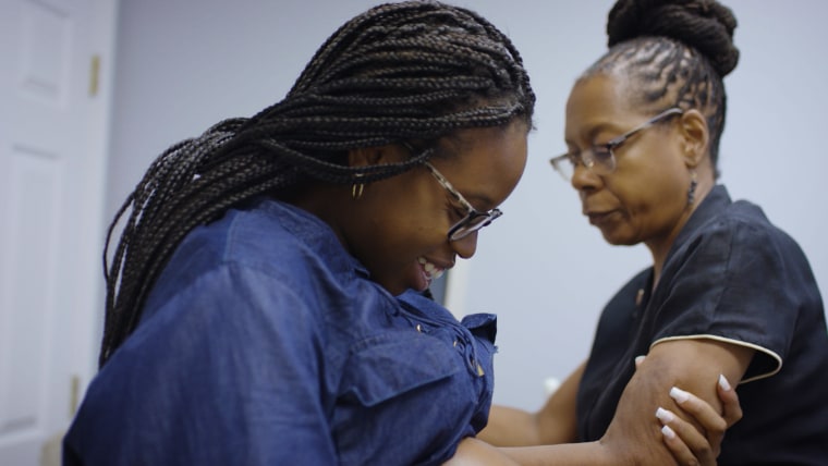 Jennie Joseph of Commonsense Childbirth with a patient