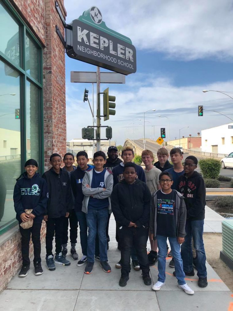 Members of the volleyball team at Kepler Neighborhood School in Fresno, California, talked a woman off a bridge that she was apparently attempting to jump from.