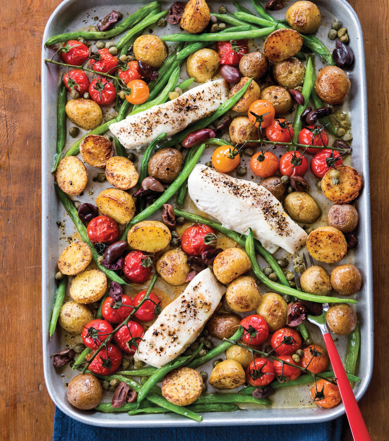 Halibut with Green Beans, Tomatoes &amp; Olives