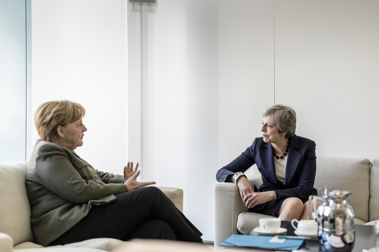 Image: German Chancellor Angela Merkel meets with British Prime Minister Theresa May 