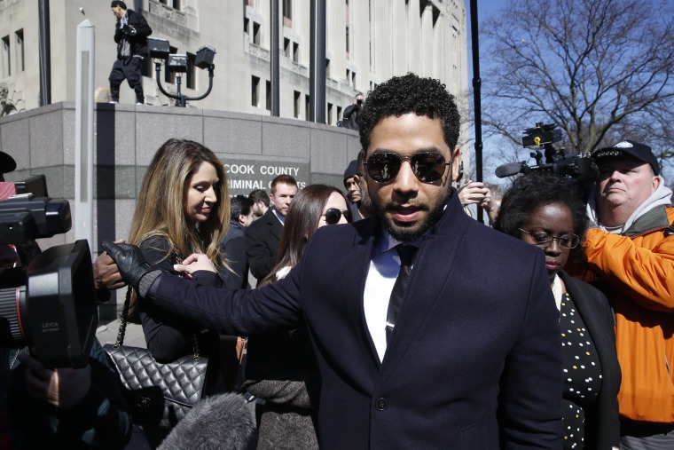 Image: Jussie Smollett leaves following his court appearance at Leighton Courthouse