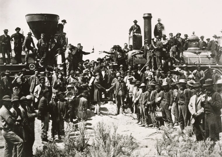 Image: Central and Union Pacific Railroad Handshake