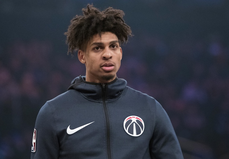 Image: Washington Wizards forward Devin Robinson warms up before a game against the New York Knicks at Madison Square Garden on April 7, 2019.