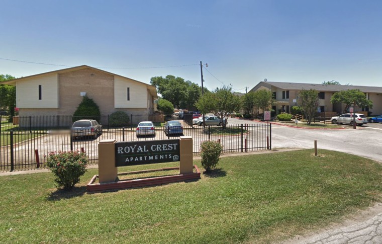 Image: The Royal Crest Apartments complex on Wilhurt Avenue in Dallas, Texas.