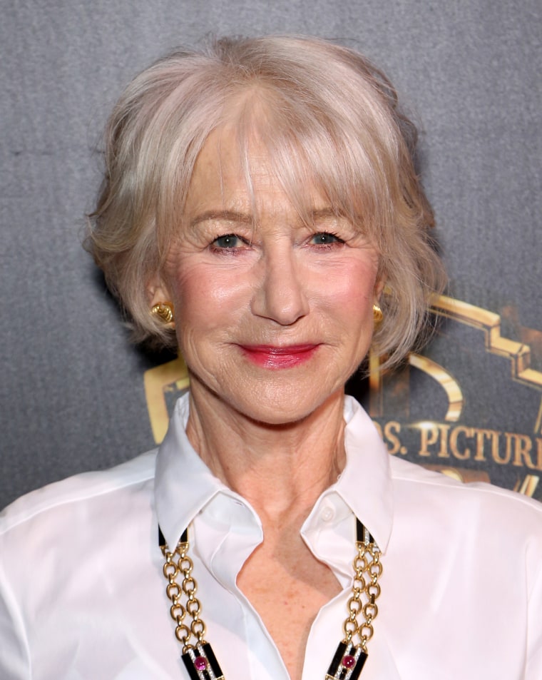 penteados grisalhos para mulheres com mais de 50 anos: Helen Mirren