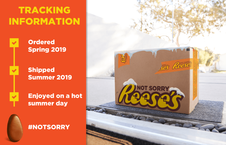Reese's offers its Easter candy in a sweepstakes to deliver a frozen box full of chocolate eggs in summertime.