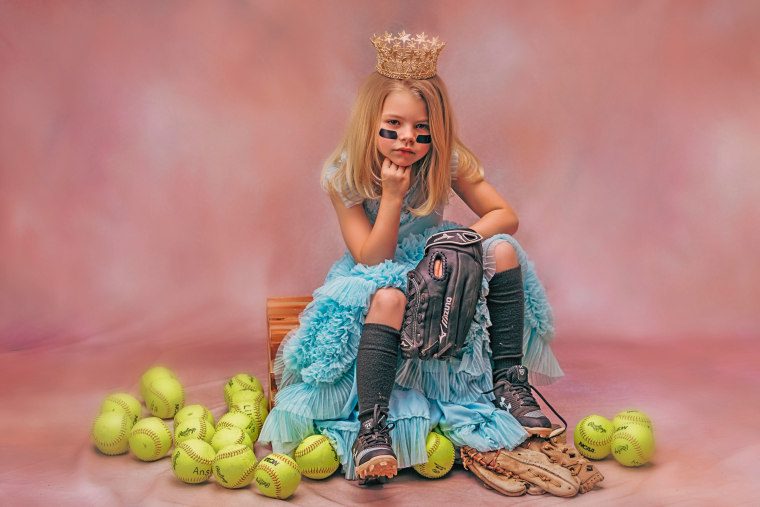After another mom told her that her daughter, Paislee, was "not athletic" and was "a girly girl," Heather Mitchell was inspired to create a series of photos that shows young girls being both things.