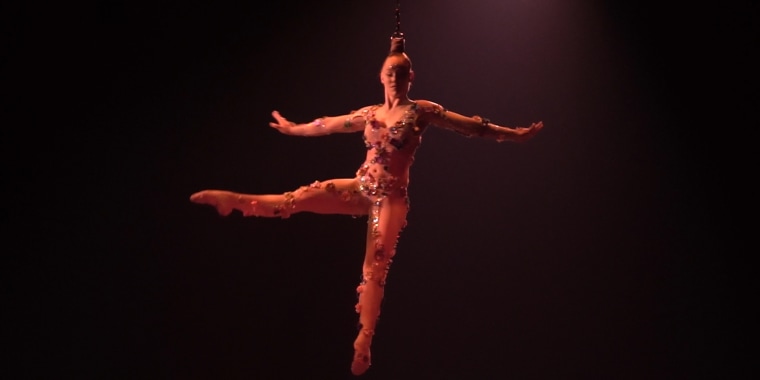 Cirque du Soleil performer hangs by her hair