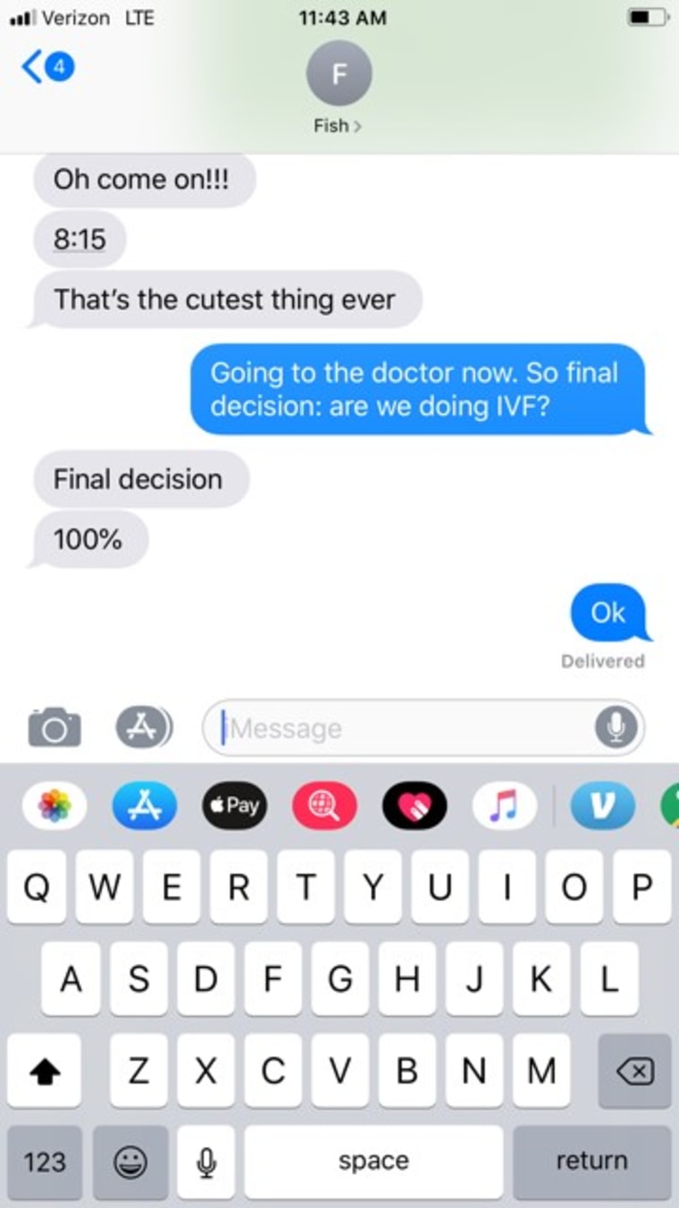 Dylan Dreyer text about doing IVF