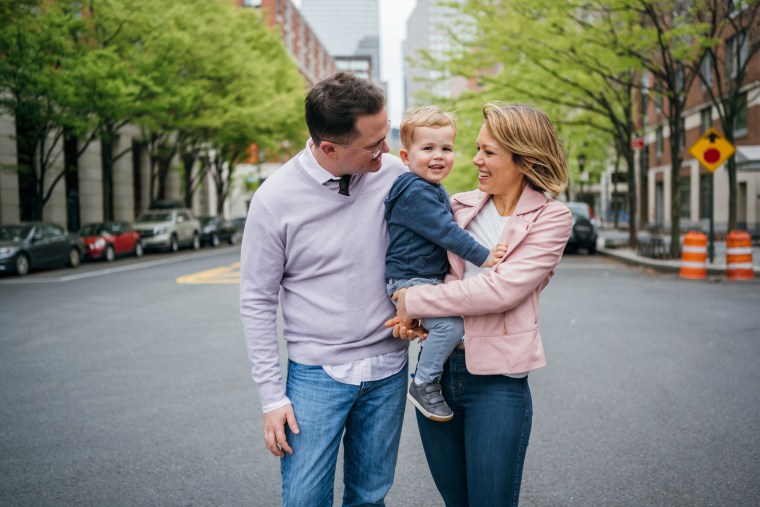 Dylan Dreyer with husband Brian Fichera and son Calvin. Everywhere she goes, she says, people tell her she needs to give Calvin a baby brother or sister; they have no idea how much she wishes it was that easy.