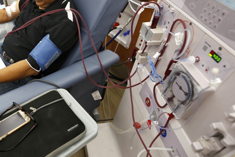 Image: A patient undergoes dialysis at a clinic in Sacramento, California, on Sept. 24, 2018.