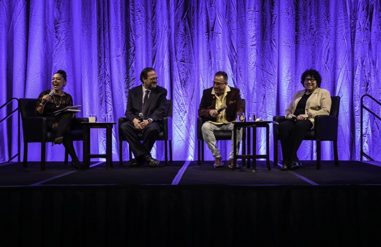 Image: A panel discussion with Supreme Court Justice Sonia Sotomayor, Bobby Sanabria, Mark Horowitz and Shereen Marisol Meraji.