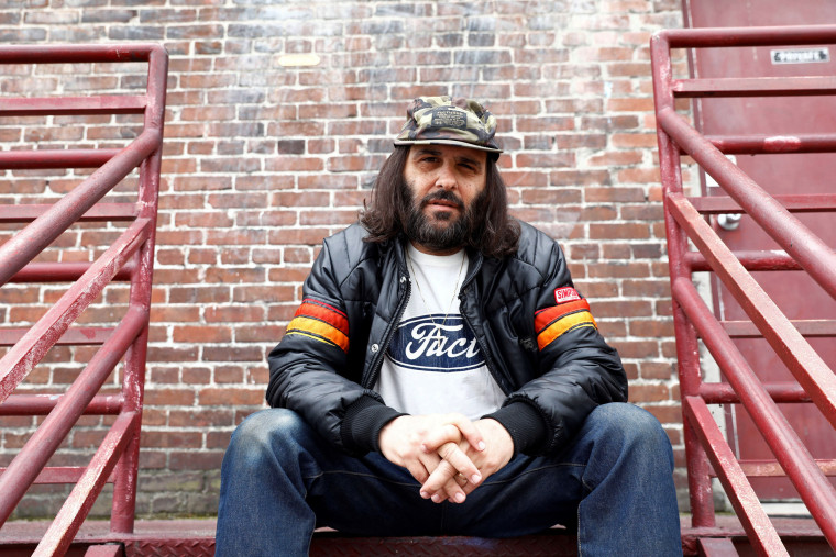 Image: Erik Brunetti, Los Angeles artist and streetwear designer of the clothing brand FUCT, sits for a portrait in Los Angeles