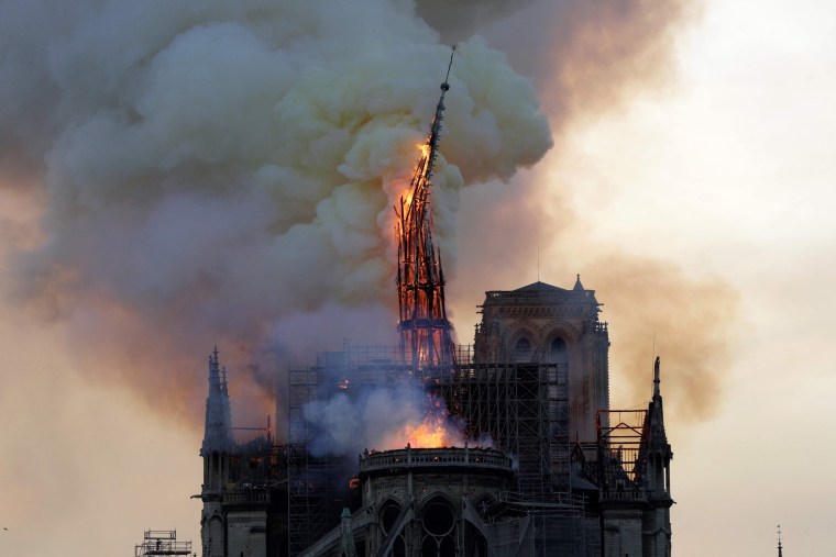 Image: The steeple of Notre Dame Cathedral in Paris