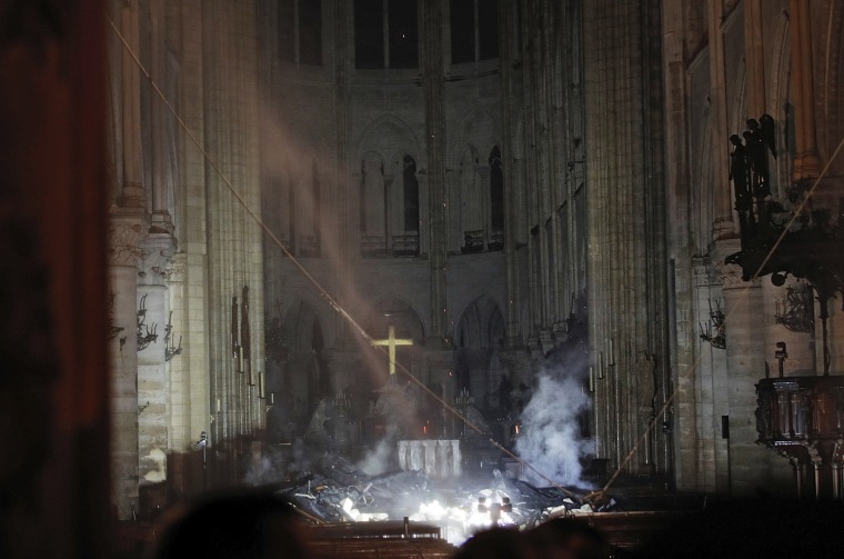 Image: Smoke inside Notre Dame Cathedral in Paris