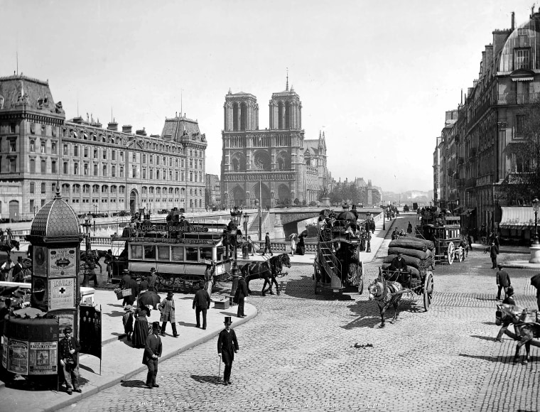 Image: Notre Dame and the Saint Michel bridge c. 1900.