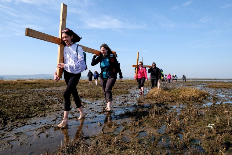 Image: The Pilgrims Crossing To Holy Island On Good Friday