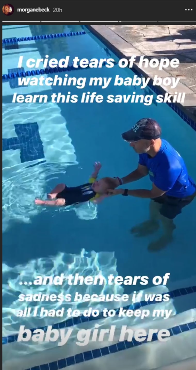 It was a bittersweet moment for Morgan Miller as she watched her baby boy take a swim lesson. 