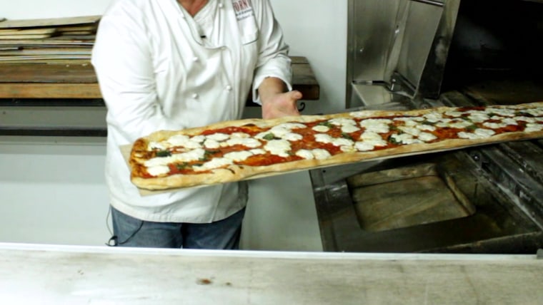 Fornino in Brooklyn, New York, has been serving up this giant pizza for years. The restaurant's oven is extra long to accommodate the larger-than-life pie. 
