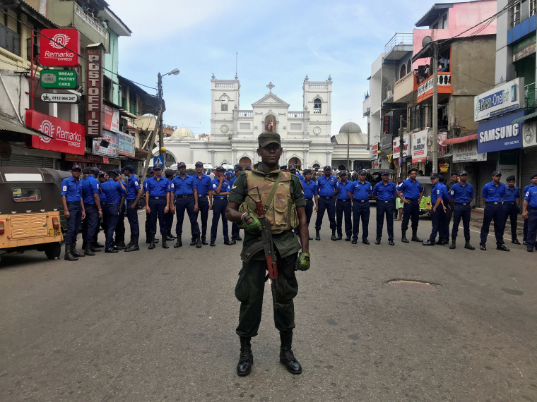 Image: Military officials guard St. Anthony's Shrine in Colombo after Sunday's explosion