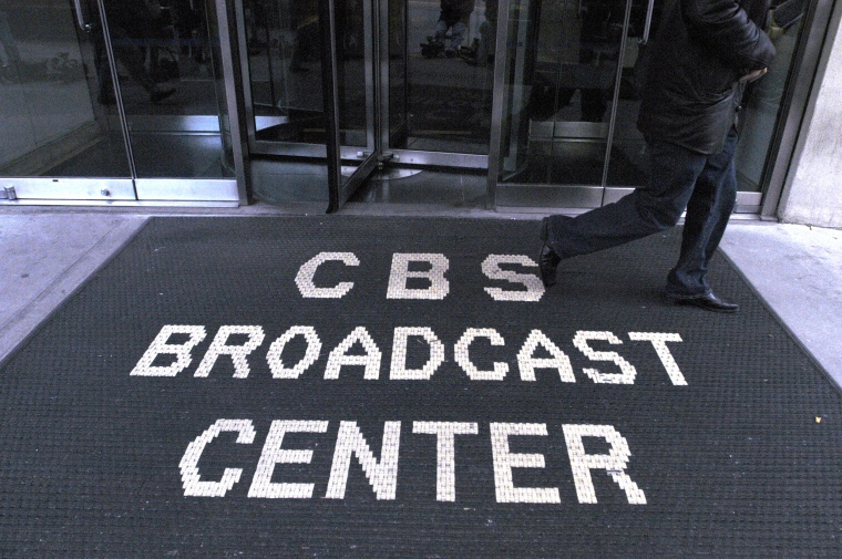 Image: A person leaves CBS studio on the westside of midtown in New