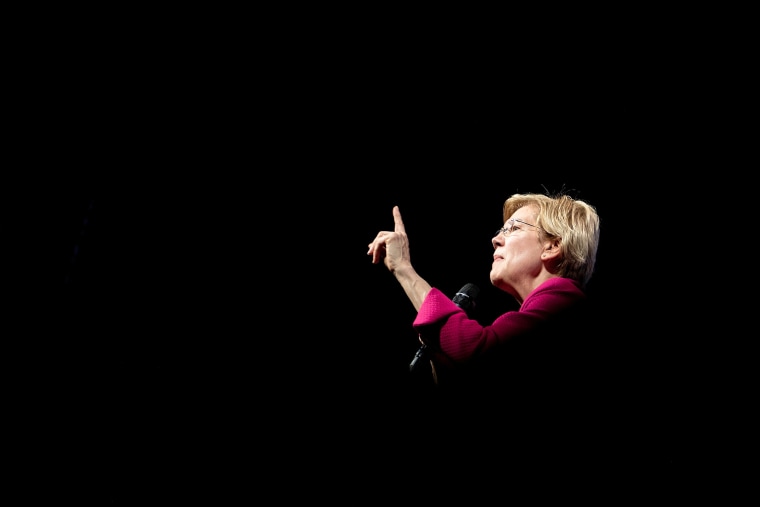 Image: Sen. Elizabeth Warren, D-Mass., speaks at the "We The People" Summit in Washington on April 1, 2019.