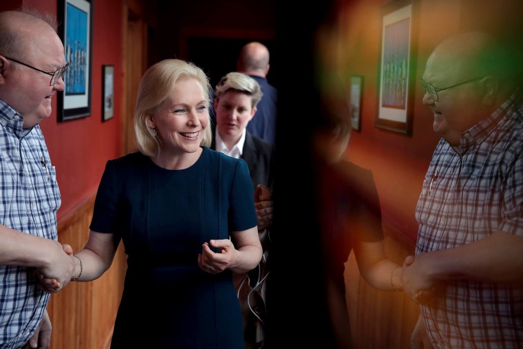 Image: DSen. Kirsten Gillibrand, D-NY, speaks to guests at a campaign event in Des Moines, Iowa, on April 17, 2019.