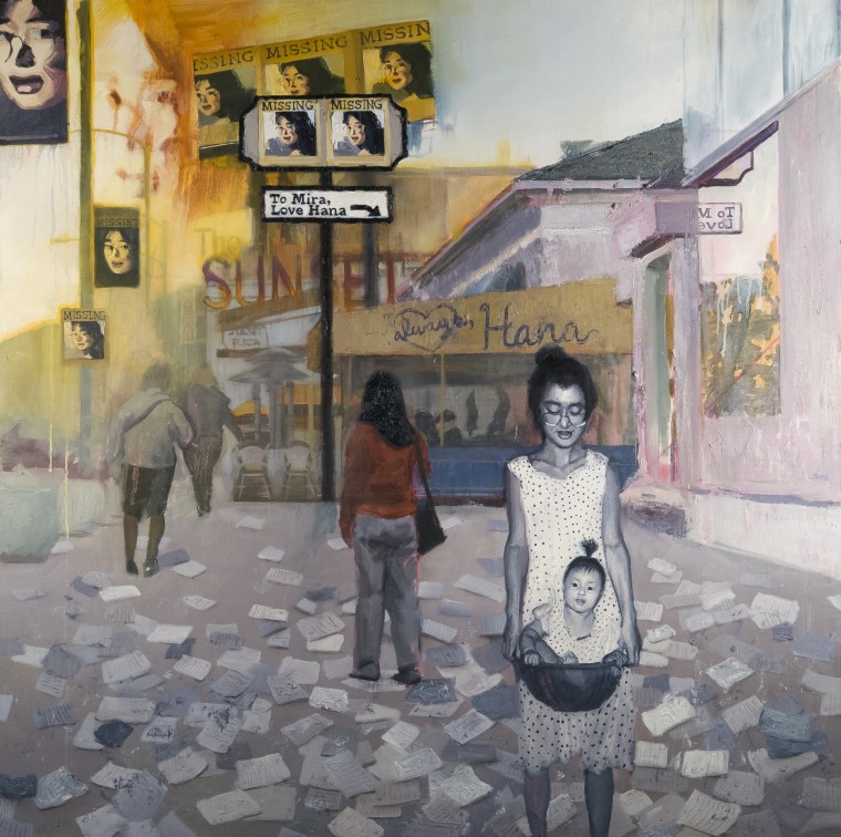Image: "Letters From LA," an oil painting, is part of artist Lauren Hana Chai's new series "Last Known Locations." Chai's series looks at the last six locations where her mother, Mira, were known to be before she went missing.