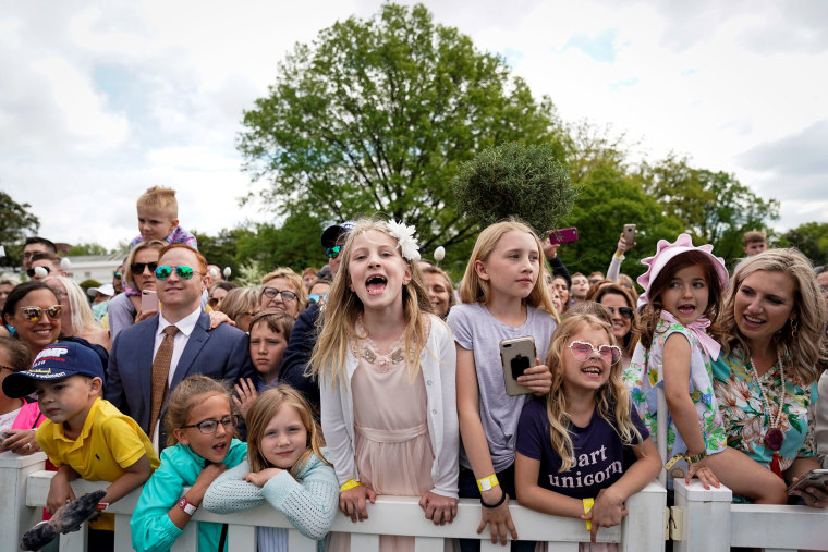 Image: U.S. President Donald Trump attends the 2019 White House Easter Egg Roll