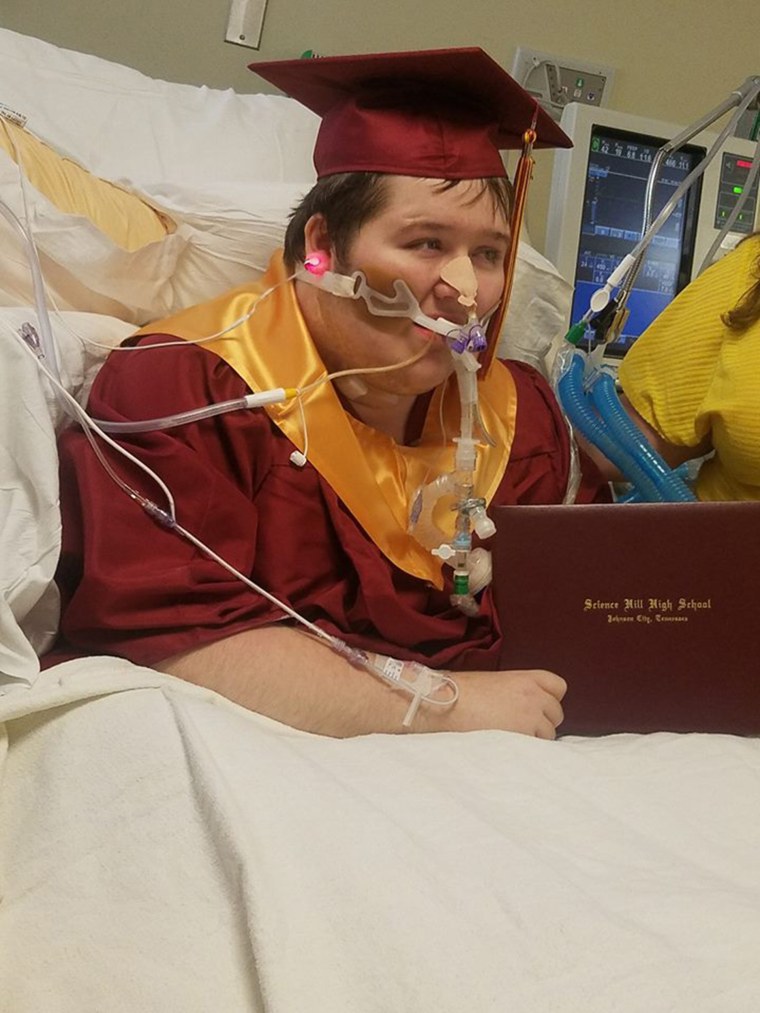 Tennessee student Dakota Johnson, 19, received his high school diploma in a special ceremony at the hospital two days before his death. 