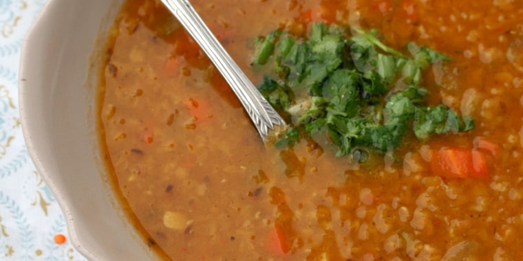 Red Lentil Soup with Tomato and Spinach Recipe