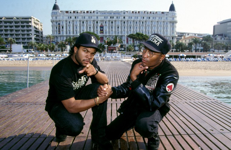 Image: Ice Cube and John Singleton at Cannes in 1991.
