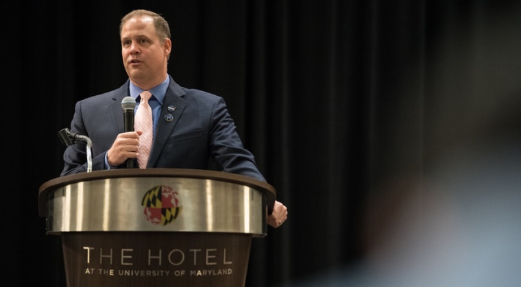 Image: NASA Administrator Jim Bridenstine at the Planetary Defense Conference at the University of Maryland on April 29, 2019.