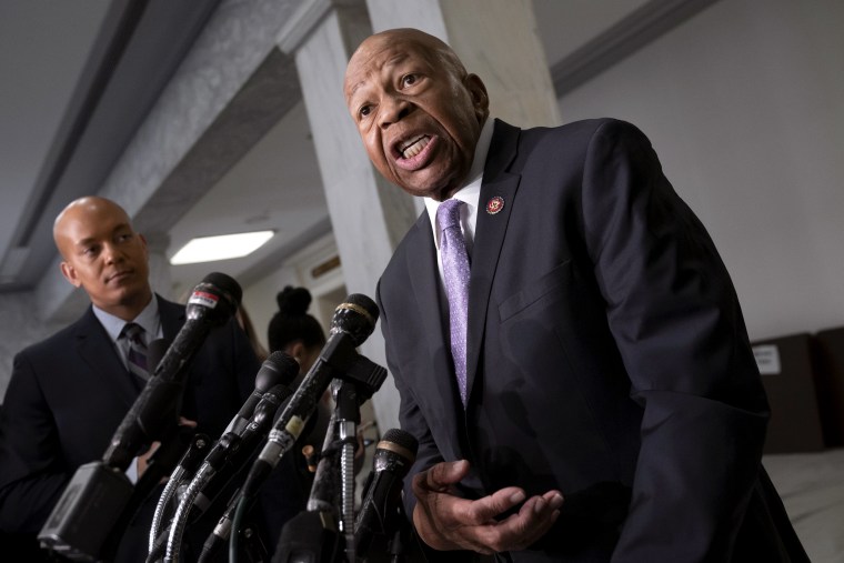 Image: House Oversight and Reform Committee Chair Elijah Cummings, D-Md., speaks to reporters on Capitol Hill on April 2, 2019.