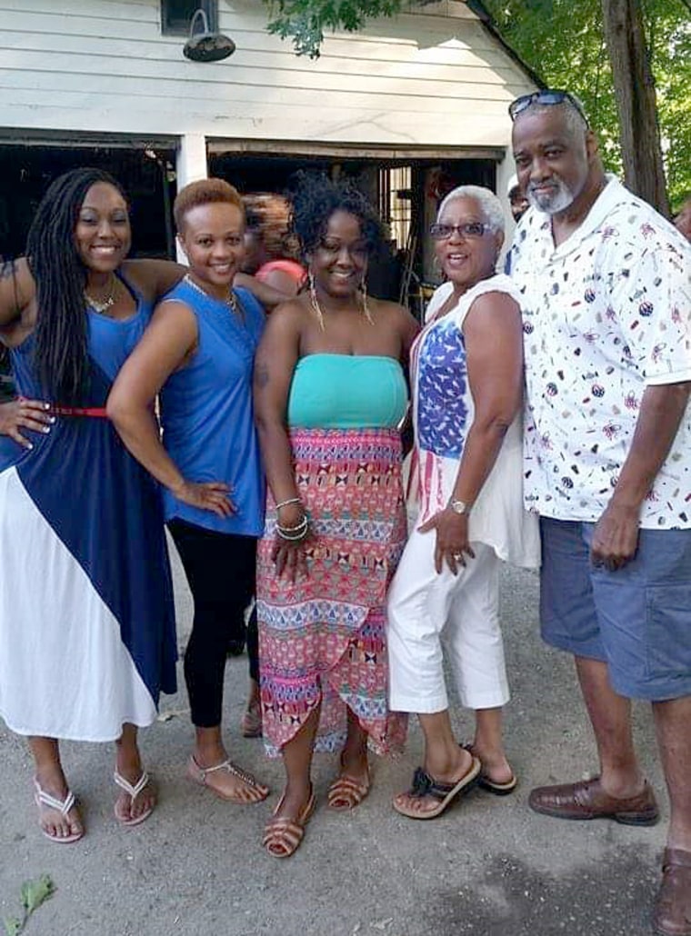 Ashley, Monique and Alicia with their parents, Gwendolyn and Anthony Fleming.