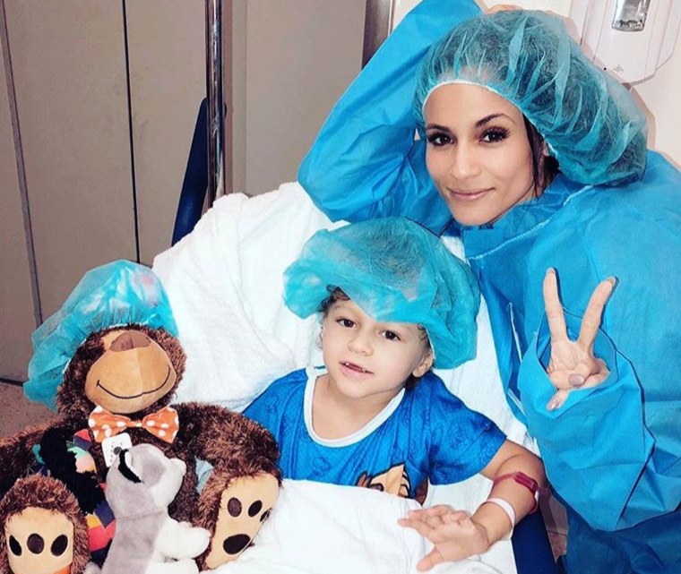 Caterina Lopez and her son Princeton in the hospital