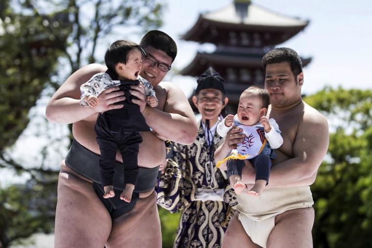 Image: *** BESTPIX *** Babies Compete During Crying Sumo Contest