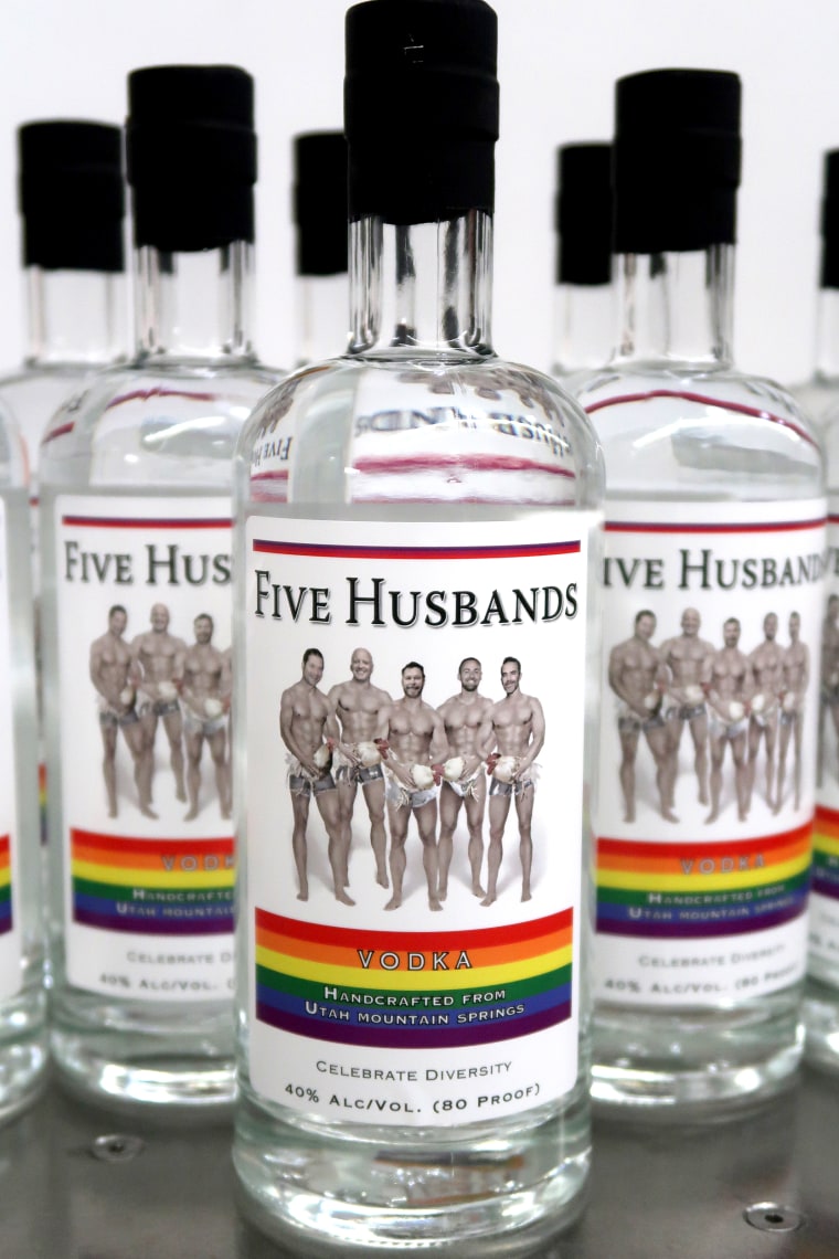 "Five Husbands Vodka" is a LGBTQ pride special edition of Ogden's Own Distillery's "Five Wives Vodka"