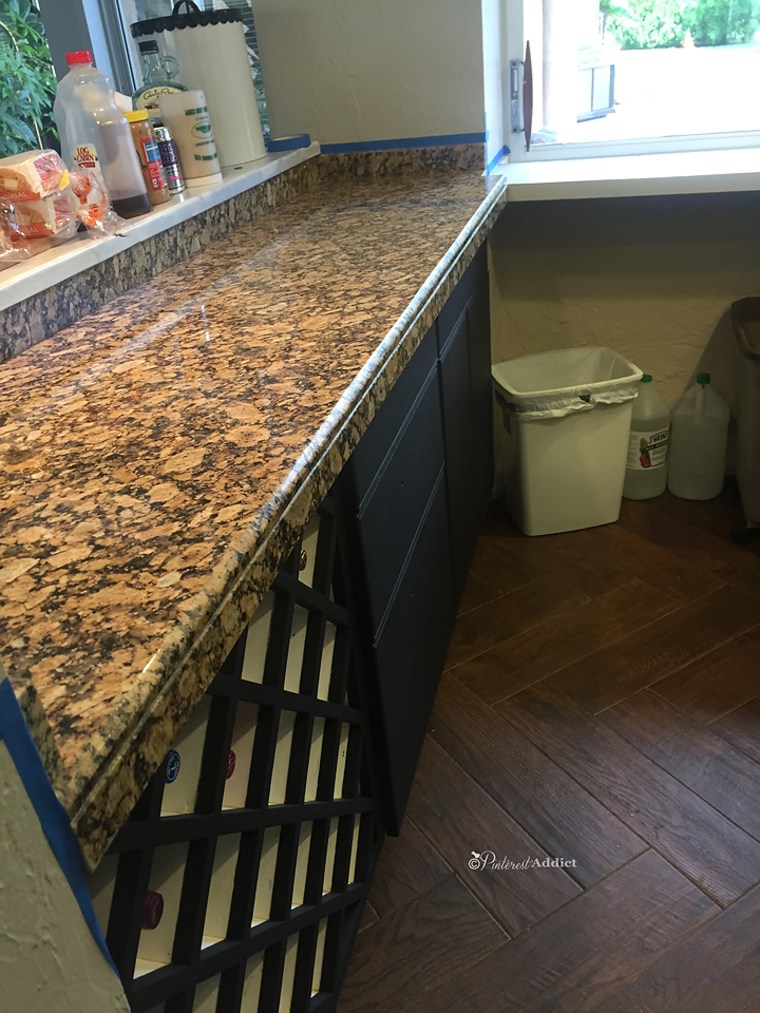 This Dated Granite Countertop Looks Like Marble Now Just By Using Paint - Can You Paint Granite Bathroom Countertops