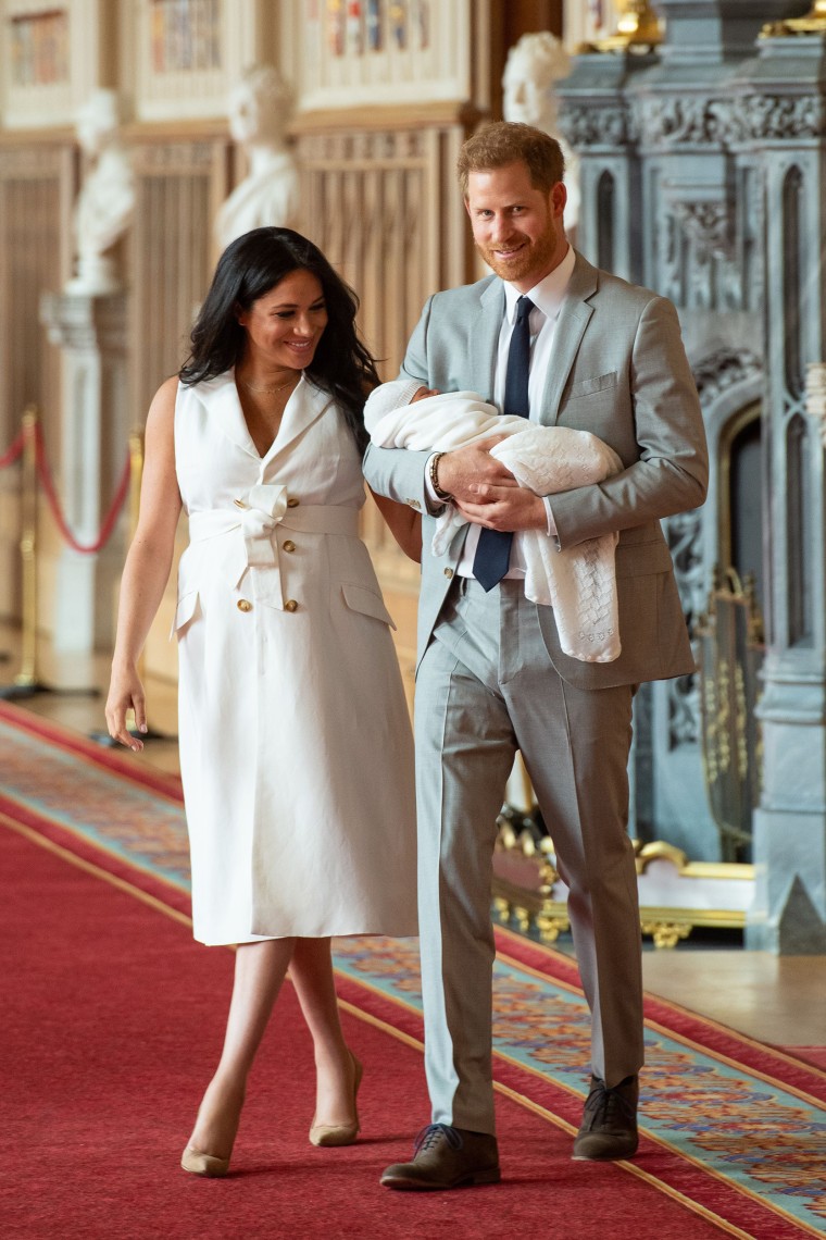Meghan Markle, Prince Harry and their new baby.