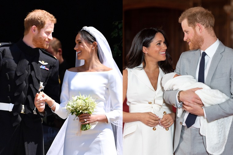 Meghan Markle, Prince Harry at wedding and baby reveal